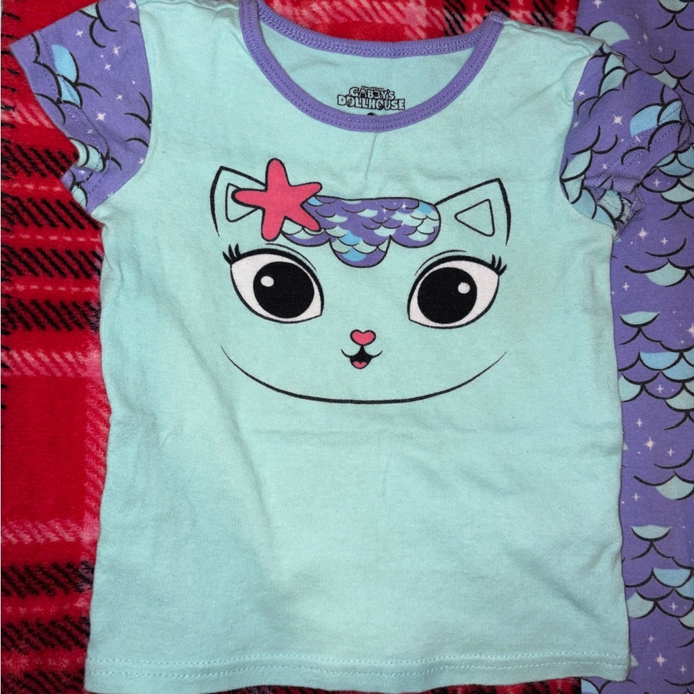 Gabby Dollhouse 2 PIECE Pajama Set Charming Cat in Mint and Lavender - Picture 2 of 8